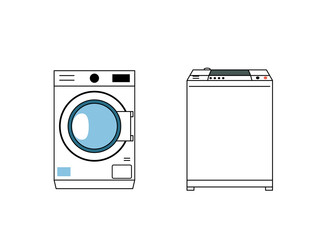 ドラム式洗濯機　縦型洗濯機　大型家電製品　イラスト素材