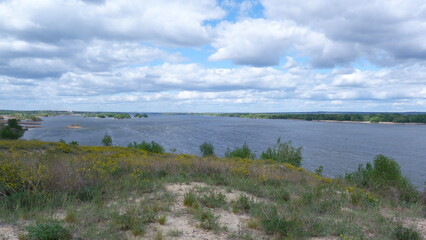 Fototapeta na wymiar clouds over the Dnieper river
