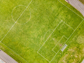 Empty football soccer field stadium aerial top down view sport concept © Miljan Živković