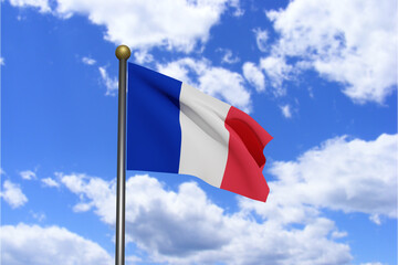 3D Rendered image. Flag of France waving in the wind.