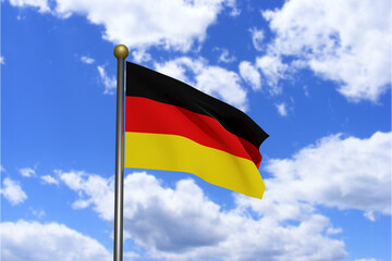 3D Rendered image. Flag of Germany waving in the wind.