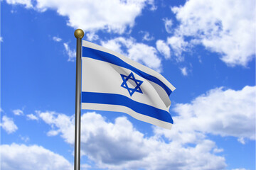 3D Rendered image. Flag of Israel waving in the wind.