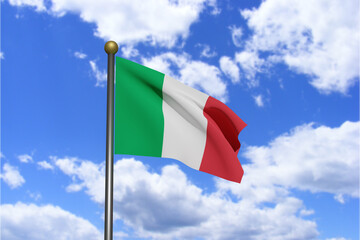 3D Rendered image. Flag of Italy waving in the wind.