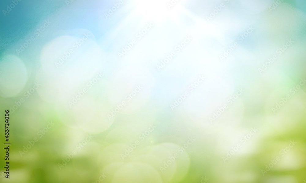 Canvas Prints world environment day concept: green grass and blue sky abstract background with bokeh
