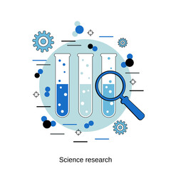 Science research, chemical technology flat design style vector concept illustration
