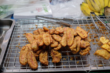 Fast food, desserts and various foods sold at the bazaar in the North of Thailand.