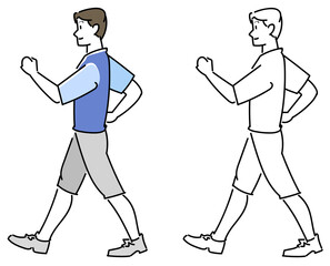 ウォーキングする男性