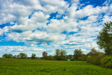 landscape with blue sky and clouds