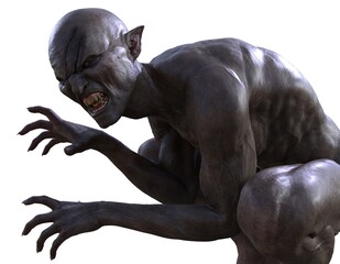 Zombie monster isolated on white background 3d illustration © elenaed