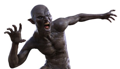 Zombie monster isolated on white background 3d illustration