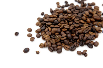 Coffee beans on white background