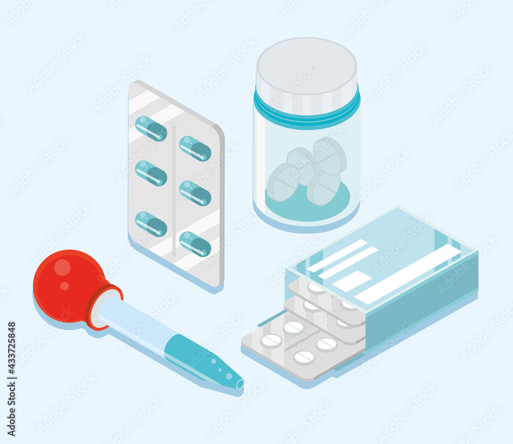 Canvas Prints medication set isometric