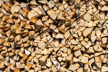 wood firewood for sawn wood on the kindling of the stove