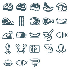 Meat and Sea Food 23 icon set