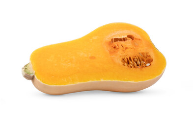 half butternut squash  isolated on white