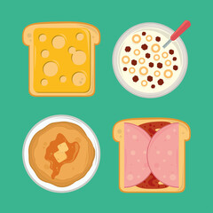 breakfast icon set