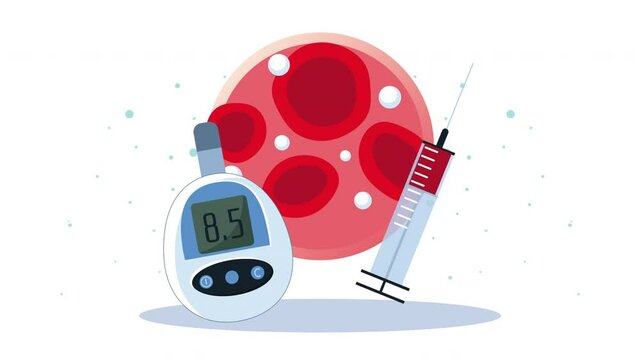 blood with diabetes microscopic view and tools