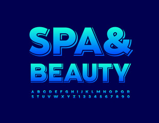 Vector trendy Sign Spa and Beauty. Modern Bright Font. Creative Alphabet Letters and Numbers set
