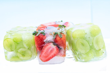 Frozen red strawberries