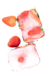 Frozen red strawberries