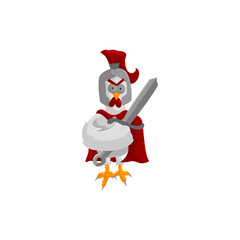 Spartan Roaster Mascot Illustration Wear Helmet Shield Sword