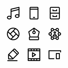 user interface icon set with outline style for presentation, banner, and social media