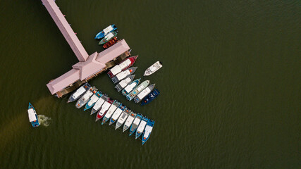 Fototapeta na wymiar View of Docked Boat in Near Tioman Island in Mersing Pahang Malaysia 1