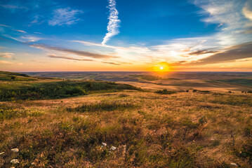 Beautiful landscape of crop fields in the Palouse region of eastern Washington