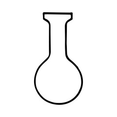chemical flask icon. hand drawn doodle style. vector, minimalism, monochrome. laboratory glassware.