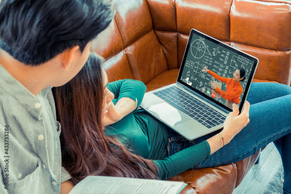 Poster e-learning and online education for student and university concept. video conference call technology