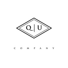 initial QU logo design vector