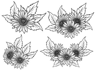 Hand drawing and sketch flower with line art illustration.