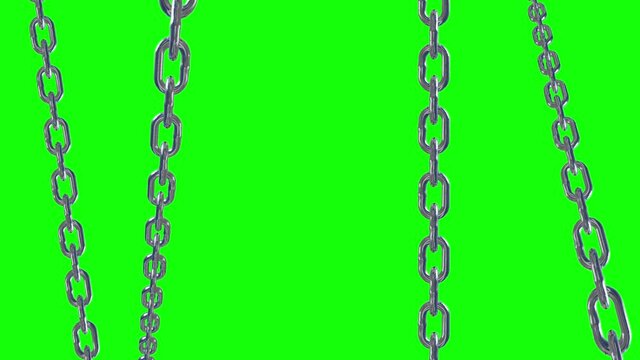 metal chain link connection loop animation green screen