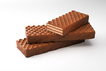 Chocolate coated on Crispy wafer, Design for Packaging with Clipping path 3d illustration.