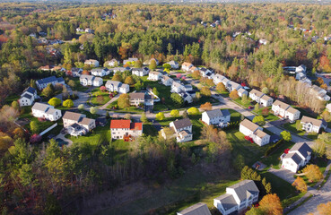 Fototapeta na wymiar aerial view of residential community in spring season