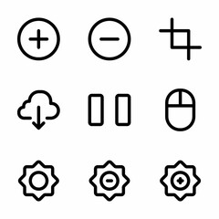 interface icon set with outline style for poster, and social media