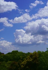 Obraz premium 青い空の背景と雲 