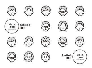 男性アイコン 表情パターン 素材 ベクター