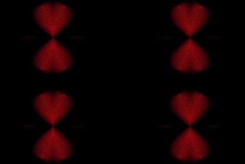 Abstract Dark crimson red color hearts in vintage texture on black background 