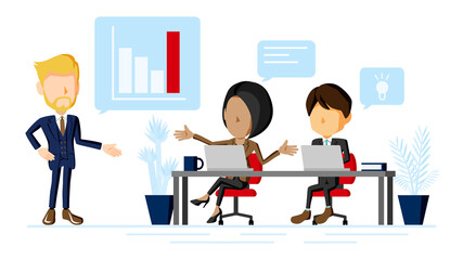 オフィスでミーティングをする人々のイラスト	