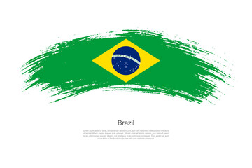Curve style brush painted grunge flag of Brazil country in artistic style