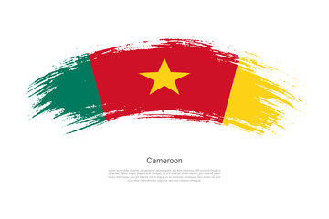 Curve style brush painted grunge flag of Cameroon country in artistic style