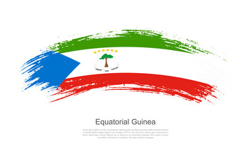 Curve style brush painted grunge flag of Equatorial Guinea country in artistic style