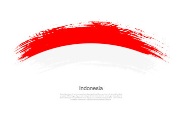 Curve style brush painted grunge flag of Indonesia country in artistic style