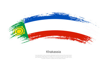 Curve style brush painted grunge flag of Khakassia country in artistic style