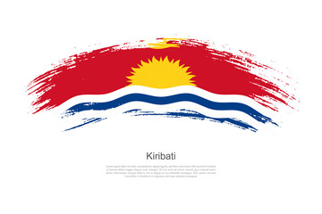 Curve style brush painted grunge flag of Kiribati country in artistic style