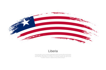 Curve style brush painted grunge flag of Liberia country in artistic style