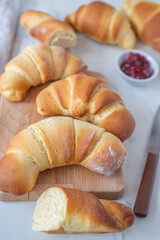sweet home made croissants on a breakfast table