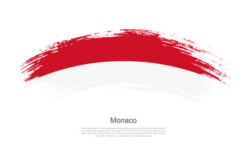 Curve style brush painted grunge flag of Monaco country in artistic style
