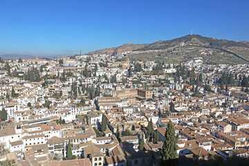 Naklejka premium City of Granada from the Alhambra, Spain 